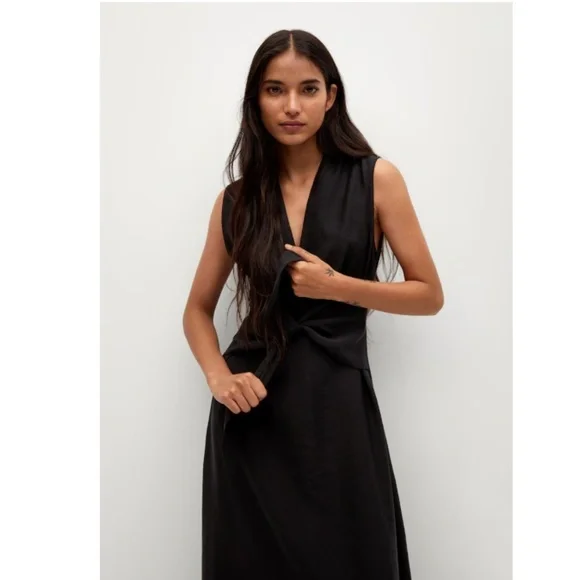 MANGO Lyocell Dress with Tie Belt. Size 4 - Picture 2 of 5